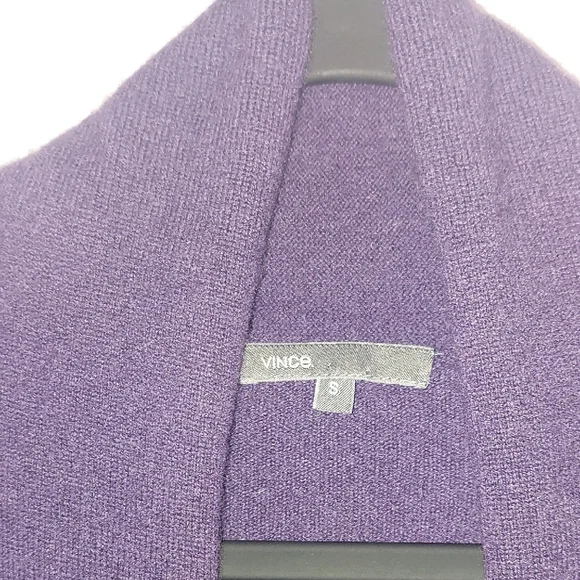 Vince 100% Cashmere Faux Wrap Sweater – Size S Dark Purple Cozy Layer - Picture 4 of 5